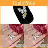 Butterfly Flower Zircon Embellished Open Ring For Women Fashion Jewelry