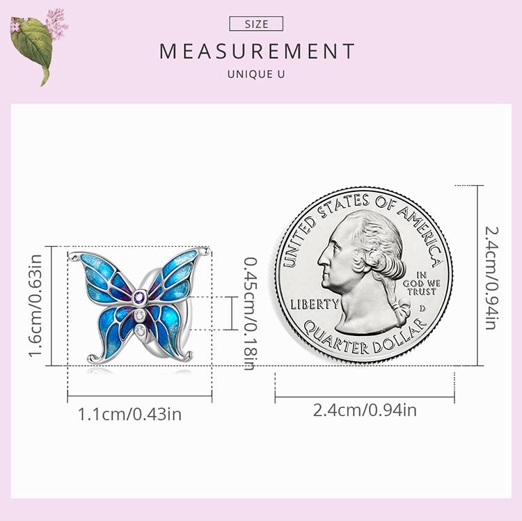 BAMOER Real 925 Sterling Silver Butterfly Silver Silicone Accessory Spacer Stopper Beads Fit Original DIY Charms Bracelet Jewelry
