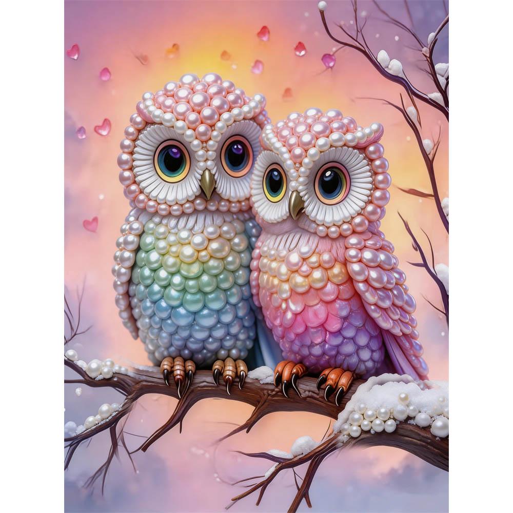 

DIY 5D Owl Pearl Art Kit No Frame Pearl Diamond Painting for Adults 30x40cm Floral Gem Art for Home Wall Decoration & Craft Gift 30x40cm