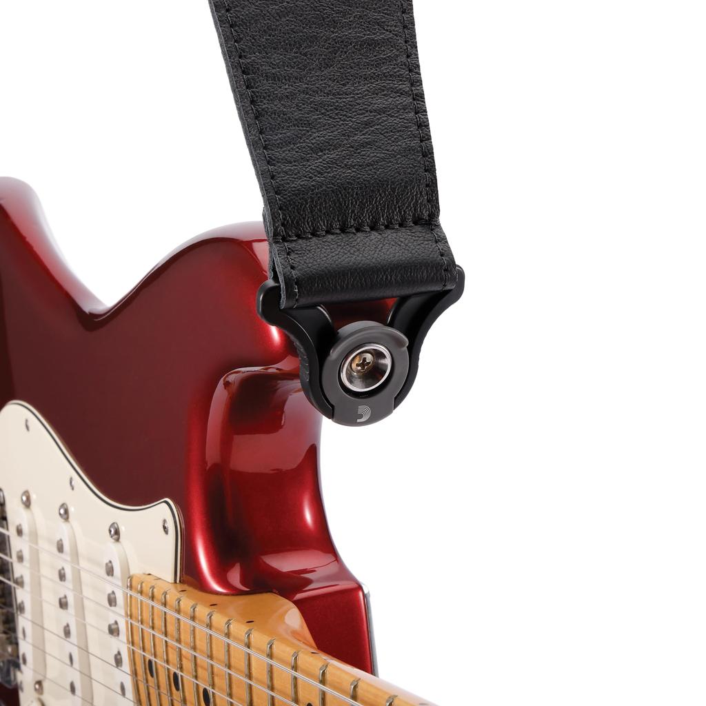 Comfort Leather Auto Lock Guitar Strap with Strap 30BAL00 D'Addario Lock, Black,