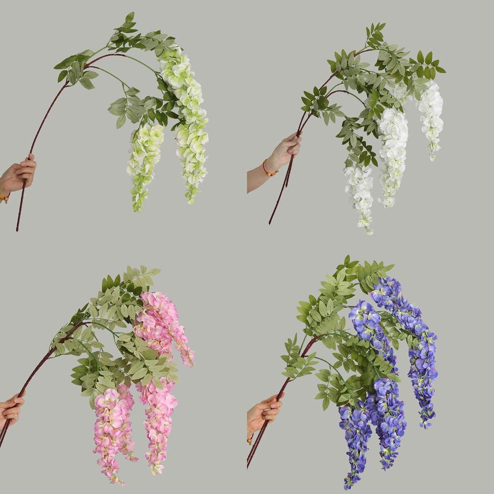 Silk Fabric Artificial Wisteria Branch Shape Fake Flower Vine Wisteria Flower Branch Party Event