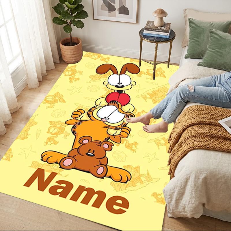 Personalized Name Garfield's Name Living Room Non-Slip Area Rug Soft Carpet for Bedroom Playroom Sofa Office Home Decor Doormat