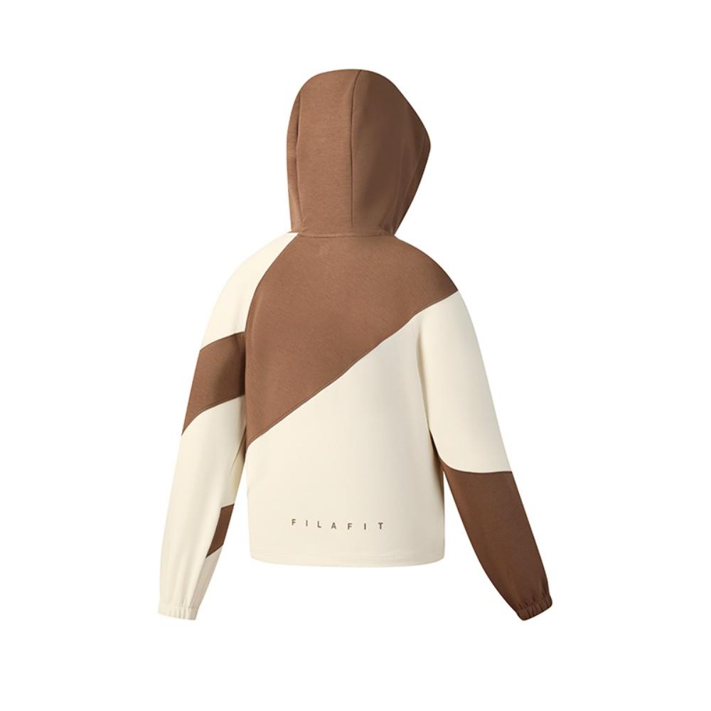 FILA Fitness Fashion Comfortable Casual Sports Color Block Loose Hoodie Women hoodies White A11W541212FIV