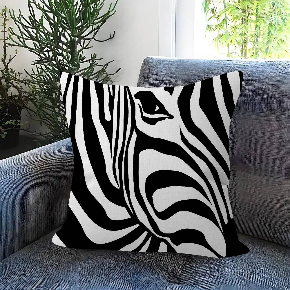 

Abstract Line Black and White Zebra Cushion Cover Inches Farmhouse Decor Home Throw Pillow Covers for Couch Decorations 30x30 cm