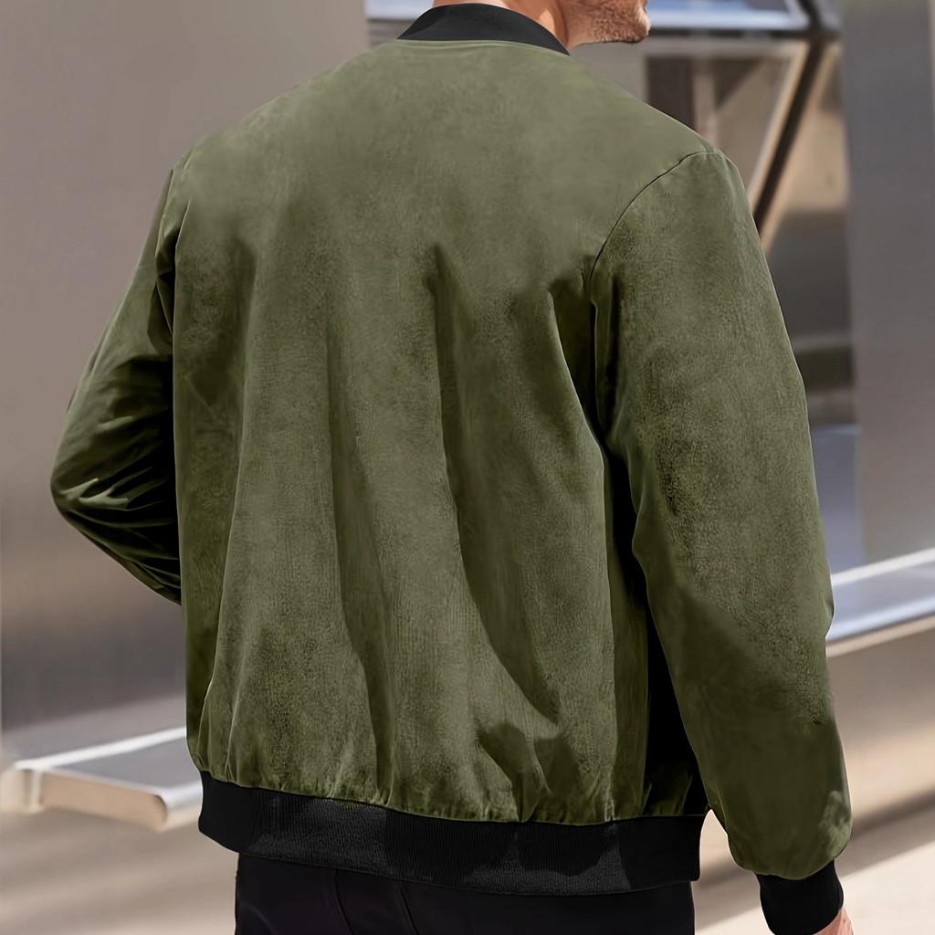 Höstpilotjacka, Herr Casual Mocka Fleece Dragkedja Ståkrage Topp