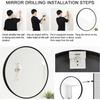 50cm Large Modern Round Mirror Black Brushed Frame Wall Mirror Metal Framed HD Glass Wall Mirror for Makeup Bathroom Living Room