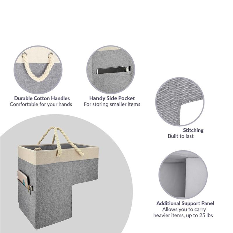 BAAU Stair Basket For Stairs,Foldable Staircase Basket With Thick Cotton Rope Handles, Stair Baskets For Carpeted