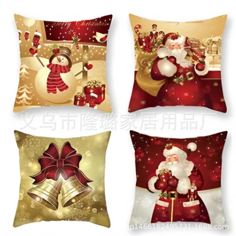 New Model Snowman Print Linen Super Soft Christmas Theme Sofa Pillow Cover Cushion Cover