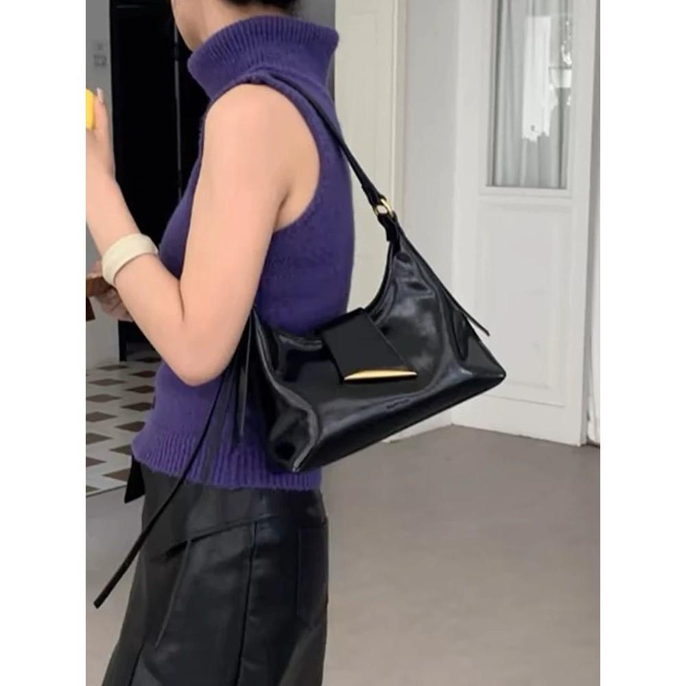 IELGY Black Underarm Bag Minimalist Style Shoulder Messenger Tote Bag