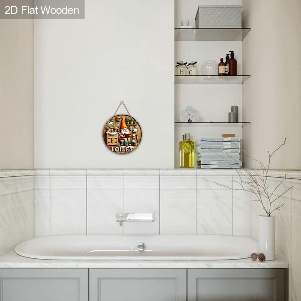 Interesting toilet decoration, wooden hanging decorative signs, bathroom wall or door decoration, 2D graphic products, housewarming gifts for friends