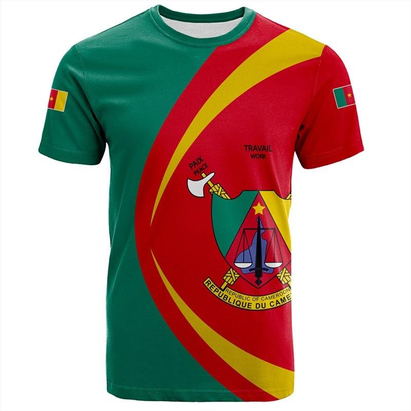 

Africa Cameroon Flag Map Graphic T Shirt For Men Clothes National Emblem Short Sleeve T Shirts Kids Jersey Tee Tops L