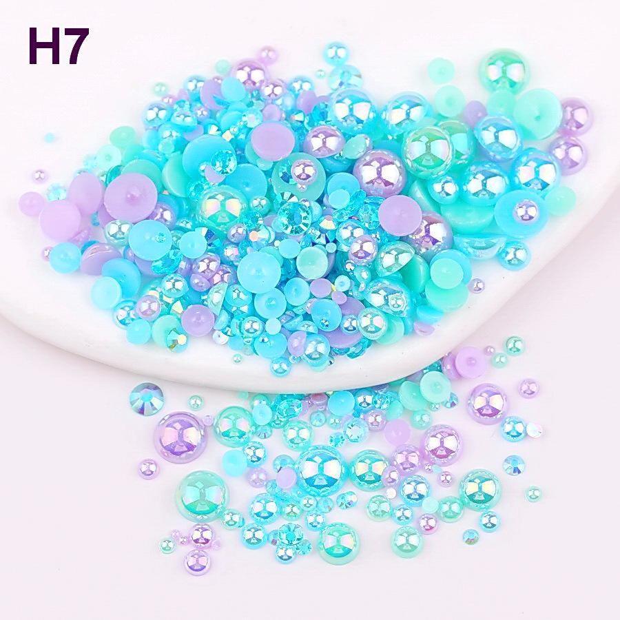 2mm-10mm Mixed Pearl & Resin AB Plated Half-Round ABS Imitation Pearl DIY Accessories