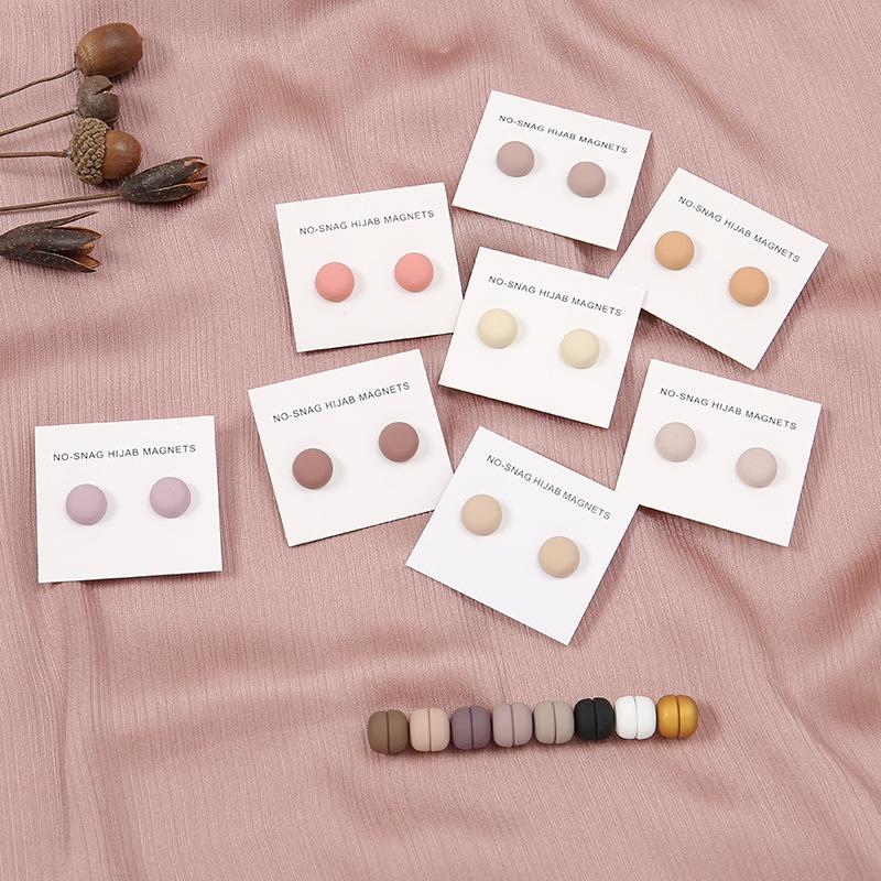 Fashion Matte Silk Scarf Hijab Magnetic Brooch Hijab Round Clip For Women Shawl Muslim Strong Magnetic Button Turban Accessories