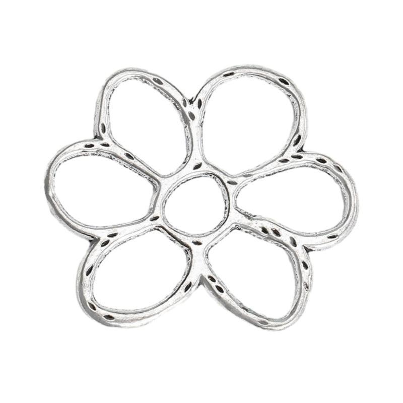 A52E Flower Charm for DIY Earring Necklace Hollow Flower Beads Jewelry Making Craft