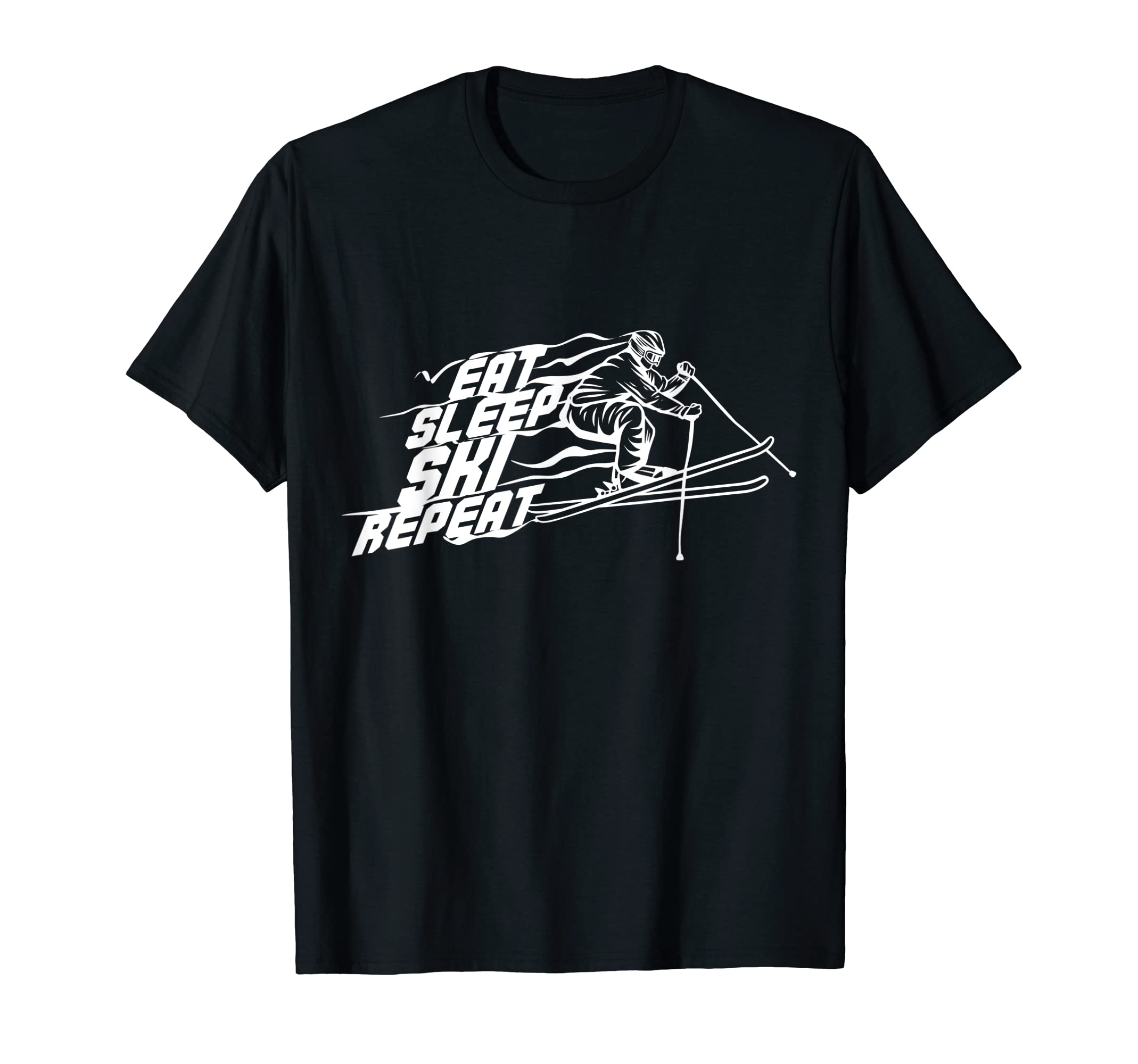 

Eat Sleep Ski Repeat Funny Design for Ski Enthusiasts T-Shirt чёрный