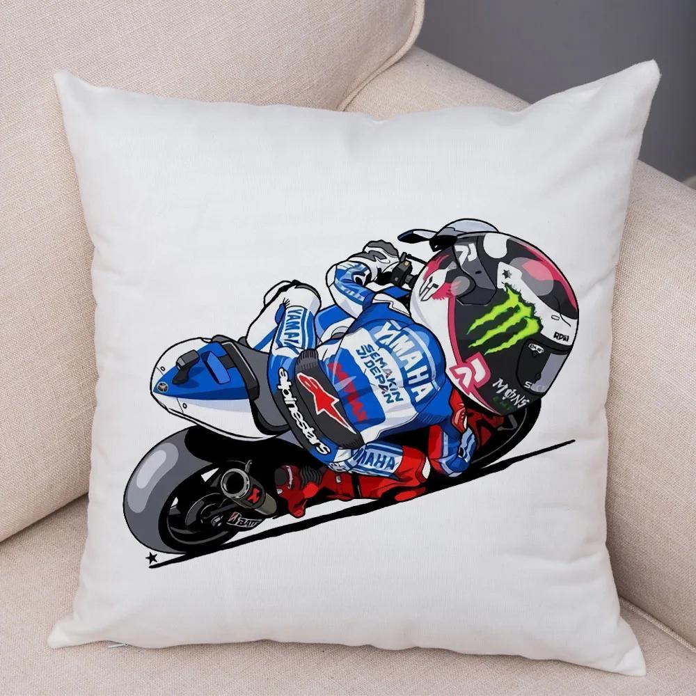 Cartoon Sport Motorcycle Cushion Cover Super Soft Short Plush Mobile Bike Pillow Covers Pillow Case For Sofa Home Car Pillowcase