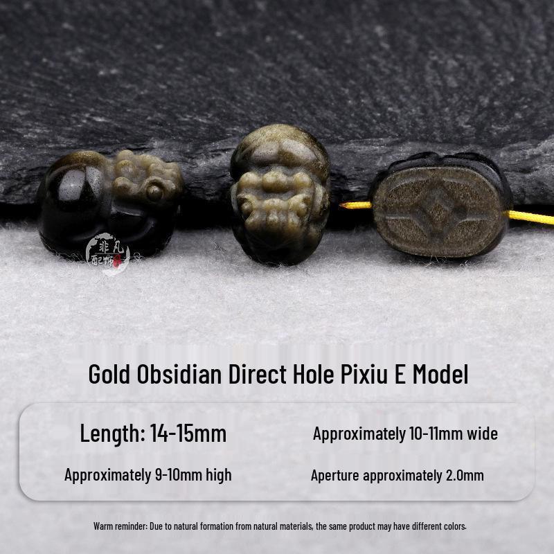 Natural Obsidian Pixiu Carved Beads DIY Bracelet Accessories