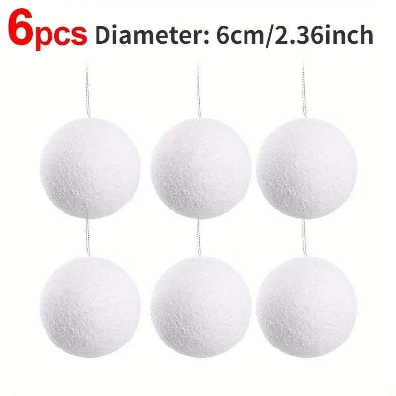 4/6/8cm White Christmas Balls Decoration Christmas Tree Hanging Accessories New Year Gift Box Navidad DIY Party Home Room Decor