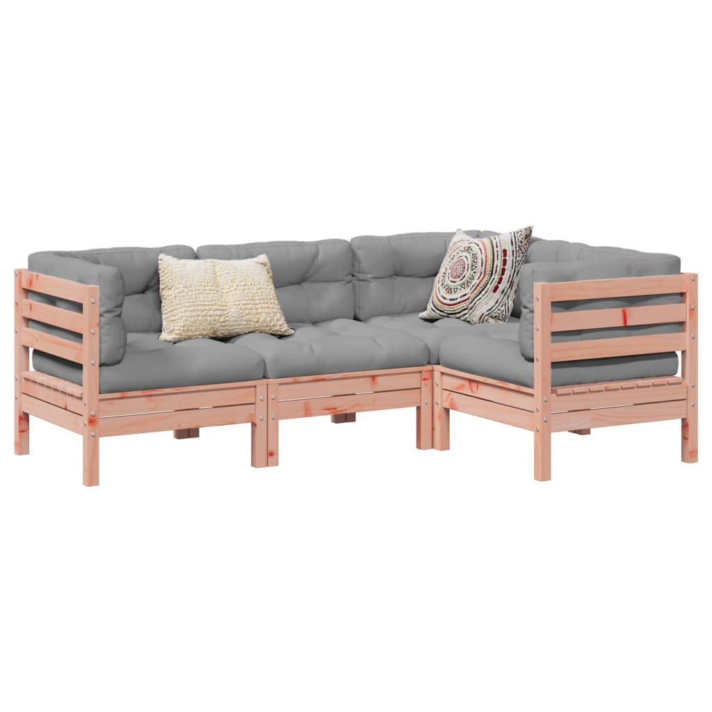 4 piece garden sofa set with cushions solid Douglas fir wood