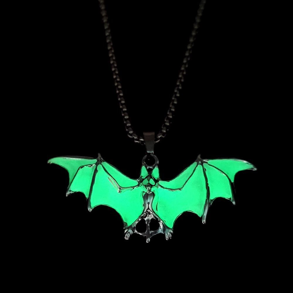 Bat Halloween Necklace Punk Style Hip Hop Neck Chains Unique Luminous Pendant Necklace  Gifts
