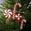 Sweet Christmas Tree Pendant Candy Cane Lollipop Christmas Ornament Red White Sparkling Candy Model for Home Party Deco