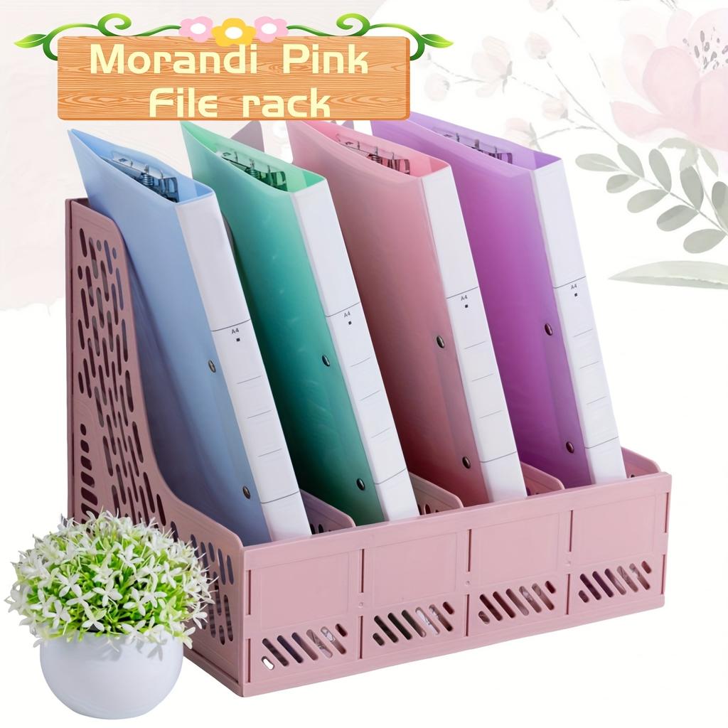 Detachable Large-Capacity Office File Organizer, Bookend, Four-Column File Divider for Desktop Document Storage