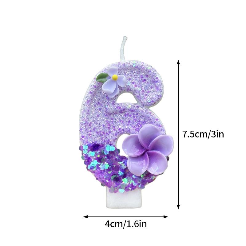 Fairy Birthday Number Candles Purple Pink Digital Candle 0-9 Number Cake Topper Girls Birthday Party Cake Decoration Supplies