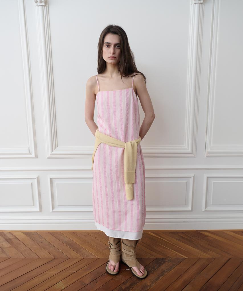 The Porta Line Stripe Long Dress, Pink
