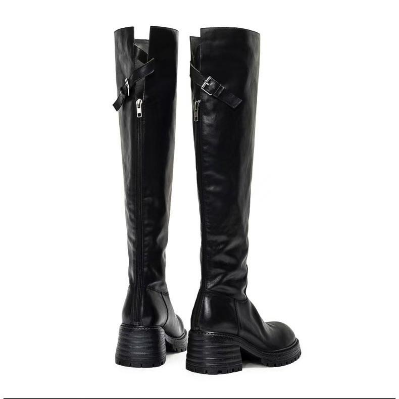 Retro thick-soled over-the-knee boots women's 2025 new thick-heeled heightened long boots look thin and wear high knight boots