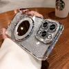 Luxury Diamond Clear Glitter Magsafe Case suit For iPhone 16 14 13 12 11 Pro Max 15Plus Mirror Magnetic Phone Holder Stand Cover