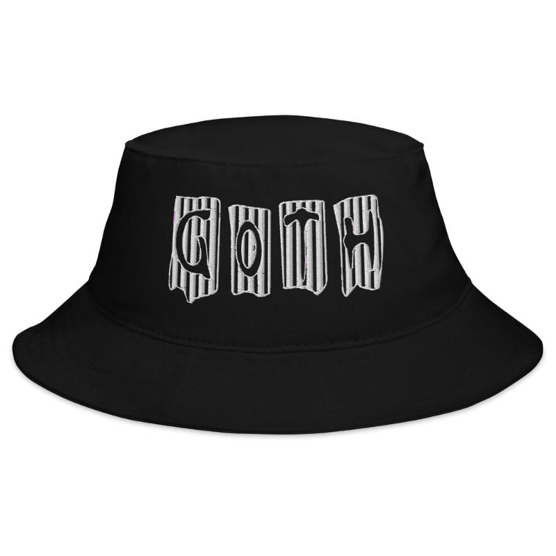 

Goth Letter Print Foldable Fisherman Hat Breathable Unisex Bucket Hat Floppy Brims Hat for Halloween Event Gathering чорний