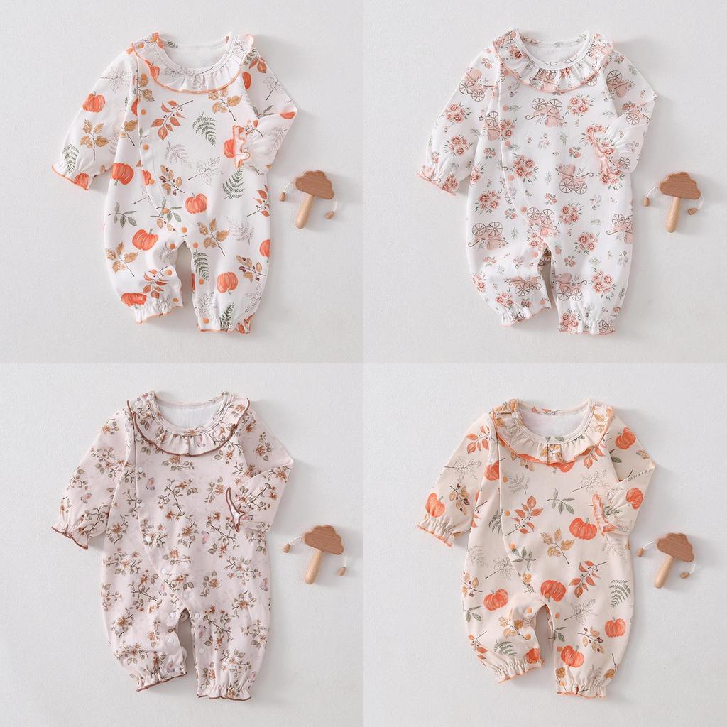 Barboteuse en Coton pour Bébé avec Bordure en Dentelle pour Nouveau-nés et Bébés Sécuritaire pour le Printemps et l'Automne