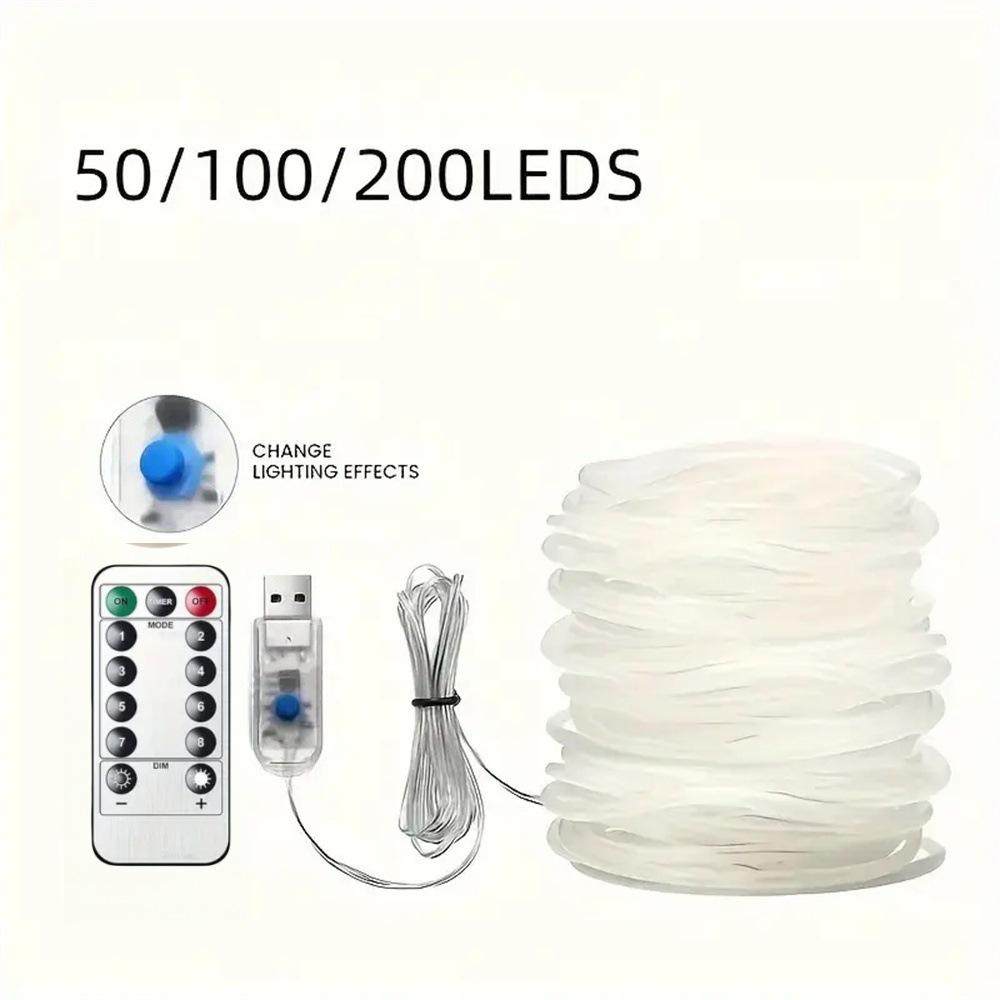 Solar-Powered Rainbow LED Waterproof String Lights with Remote - Copper Tube Decorative Outdoor Lighting 7m 50 LEDs USB with Remote