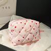 Portable Floral Quilted Makeup Bag Cotton Large Capacity Travel Toiletry Bag Lightweight Zipper Cosmetic Organizer