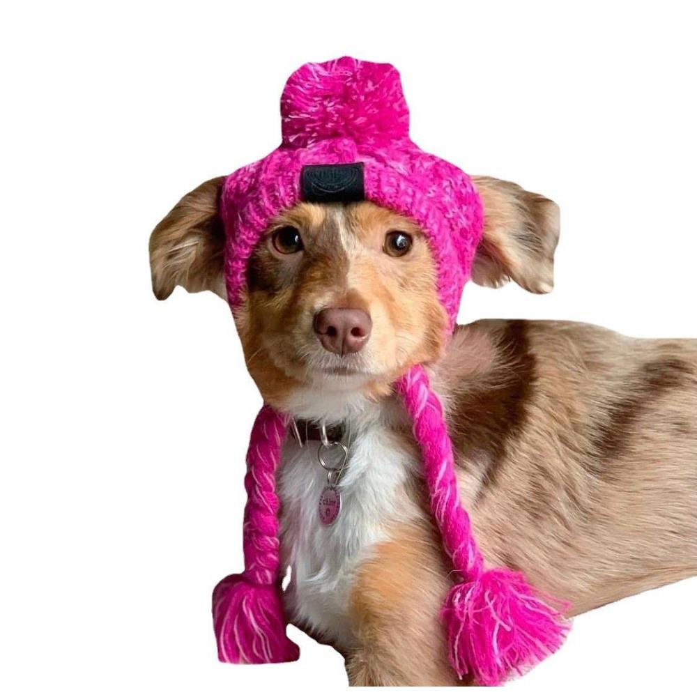New Pet Headgear Autumn and Winter Hairball Warm and Antifreeze Wind Fluffy Ball Knitted French Bucket Large and Small Dog Knitted Hat