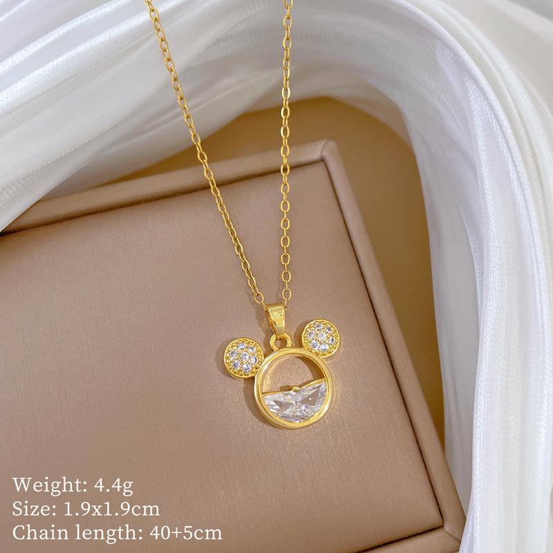 Multi-Element Style Copper Micro-Inlaid Necklace Combination Female Real Gold Electroplated Exquisite Collarbone Chain
