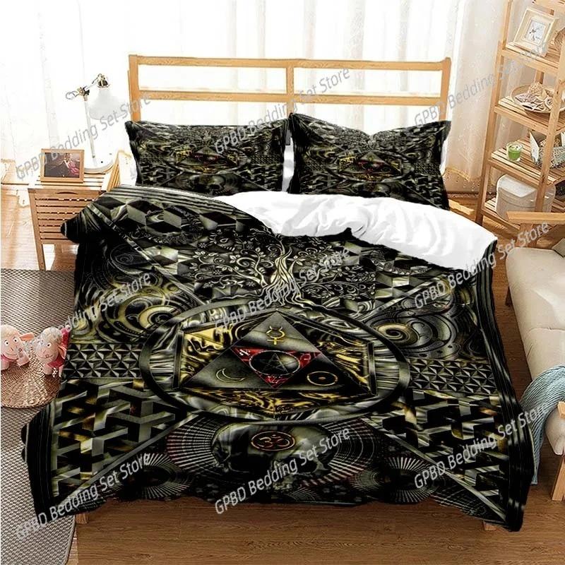 Comforter Masonic Freemason Illuminati Bedding Set 3D Printed Suitable For Bedroom Kids Home Textile