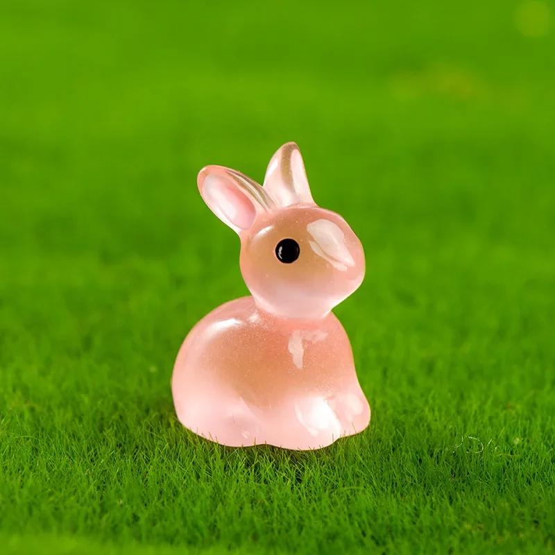 Cute Luminous Mini Rabbit Ornaments Multicolor Bunnies Microlandscape Gardening New Home Decor Fairy Miniature Figurines