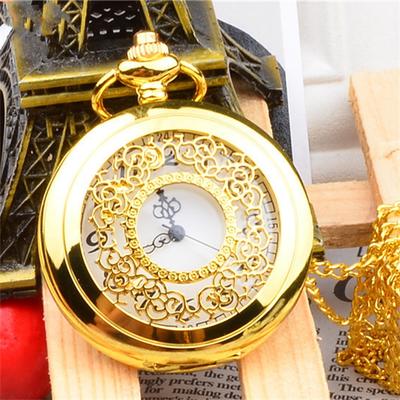 Vintage Bronze Quarz Taschenuhr Männer Frauen Exquisite hohle digitale Taschenuhr