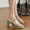 Korean version of thick heeled square toe shoes for women in the summer of 2025 new minimalist high-heeled sandals