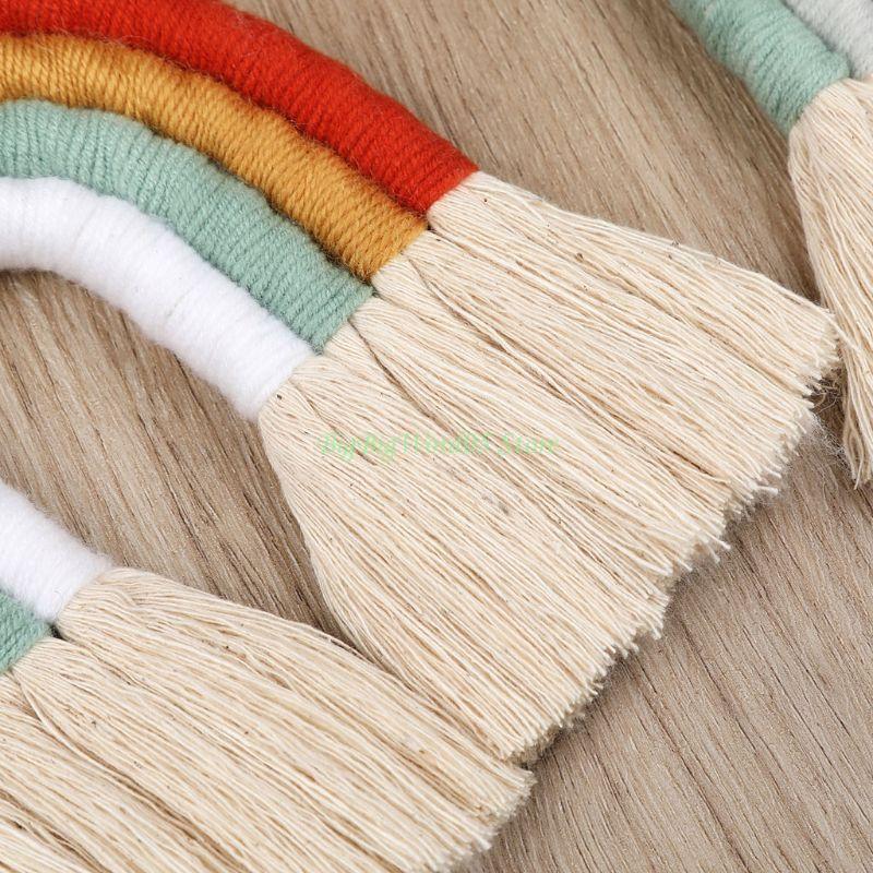 24TE Rainbow Macrame Wall Hanging for Kids Room and Home Decor Wedding Vase Ornament