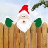 Christmas Fence Ornaments Wooden Peeking Santa Yard Decor Weatherproof Indoor Outdoor Decoration for Lawn Garden Fence