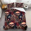 Skull Flower Pattern 3D Print Duvet Cover Halloween Gothic Style Bedding Set Pillowcase Polyester Soft Comfortable Quilt cover