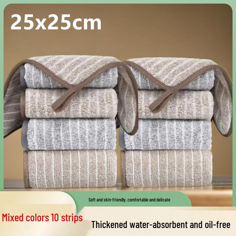 Striped Edge Oil-Removing Dishcloth: Thick, Lint-Free, Non-Stick, Absorbent Scouring Pad.