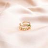 Vintage Malachite Green Diamond Double Ring Femininity Trendy Opening Adjustable Index Finger Ring