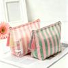 Striped Cosmetic Bag PVC Travel Pouch Reusable Makeup Organizer  Bathroom