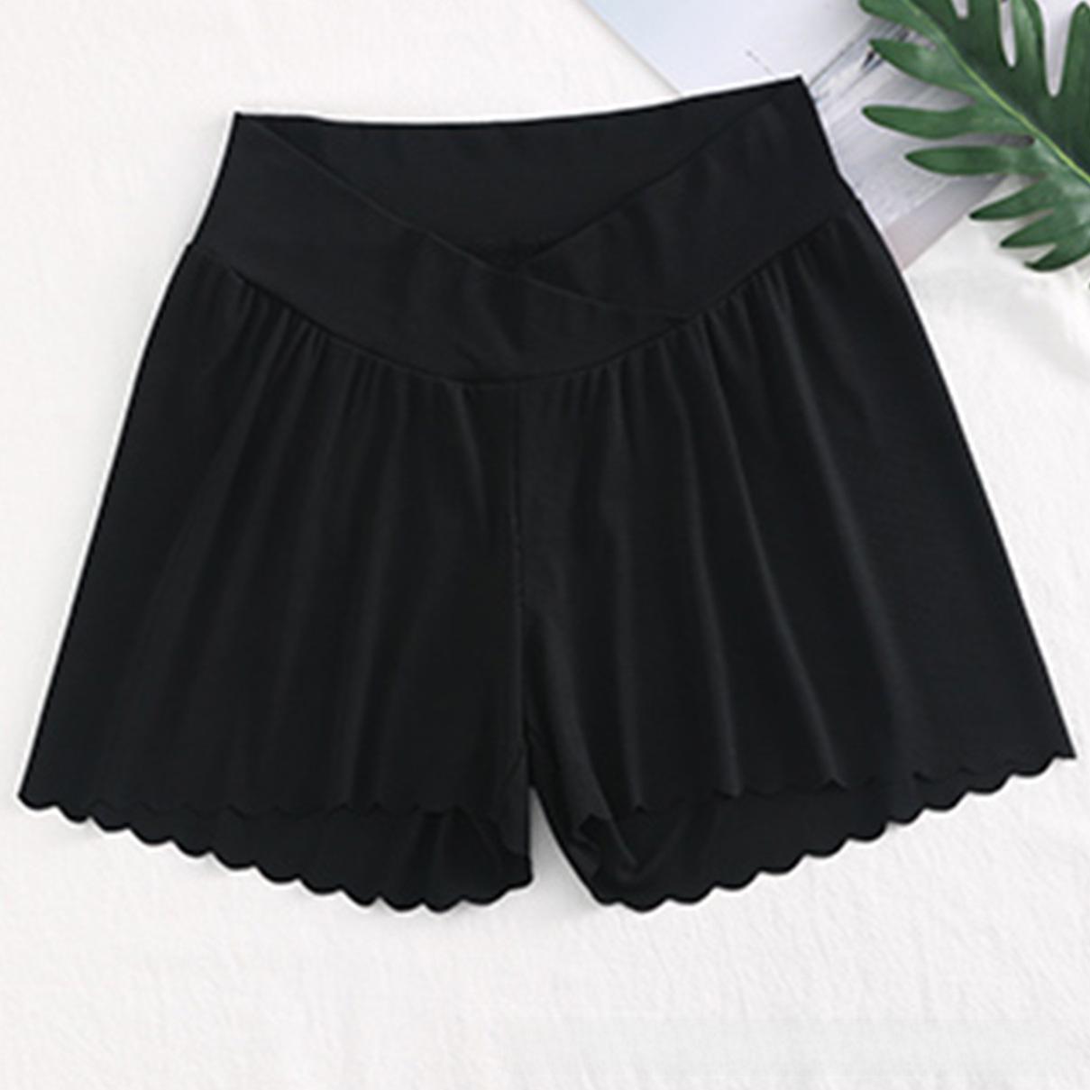 

Легінси та шорти для вагітних з льодового шовку, що захищають від сонця, для літа L чорний