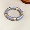 Neue gespleißte Bambusrohr Acryl Runde Armreifen für Damen Herren Mode Smuding Geometrische Armbänder Elastischer Armreif Partner Schmuck X