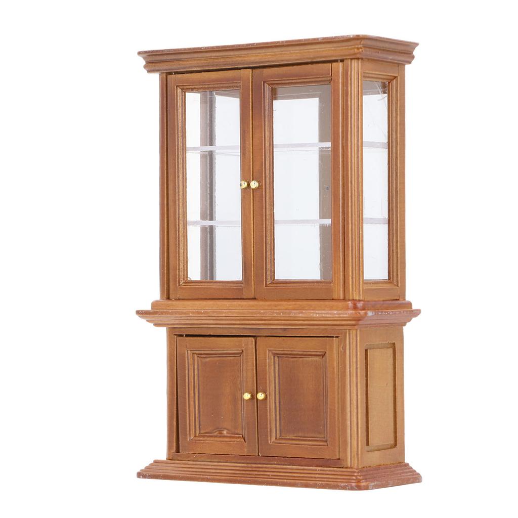 1:Bibliotecă Miniatură la Scara 12 Dulap din Lemn Foarte Simulat Afișaj pentru Decorarea Casei de Păpuși