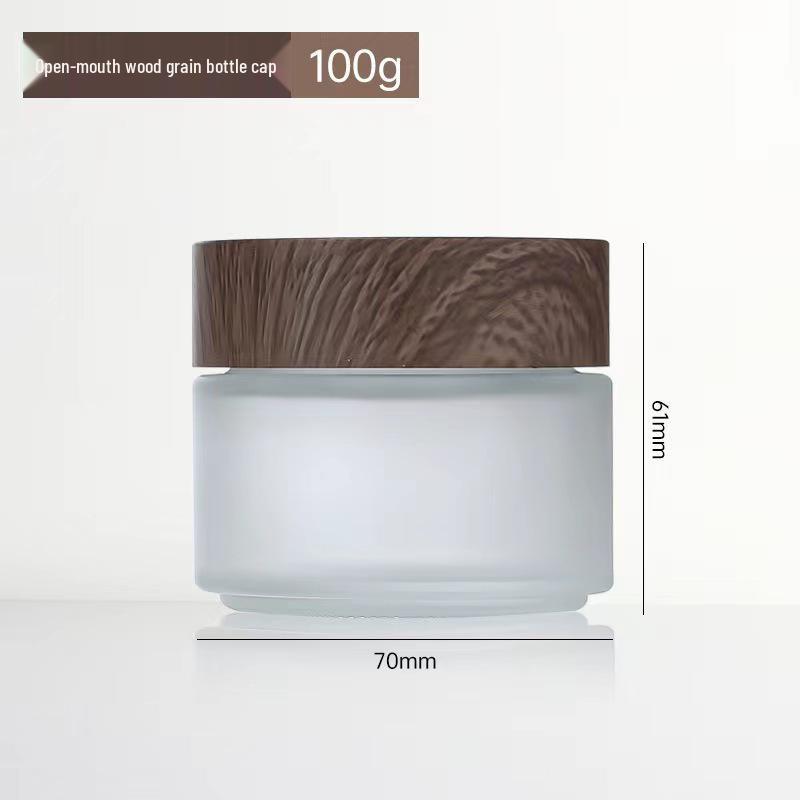Tarro de Crema Cremosa Esmerilado con Veta de Madera - Botella Cosmética Sellada para Contorno de Ojos y Crema Facial Oscura Recargable